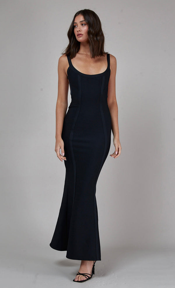 Black Backless Bandage Fishtail Dress