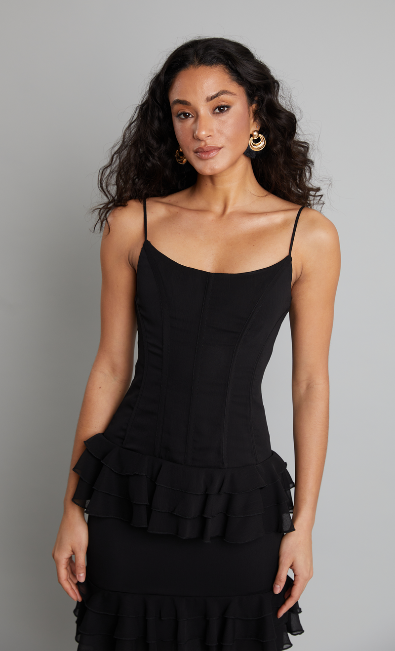 Black Corset Cami Maxi Dress